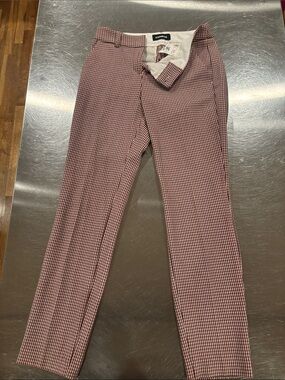 Express Women's Maroon & White Houndstooth Slim Chinos